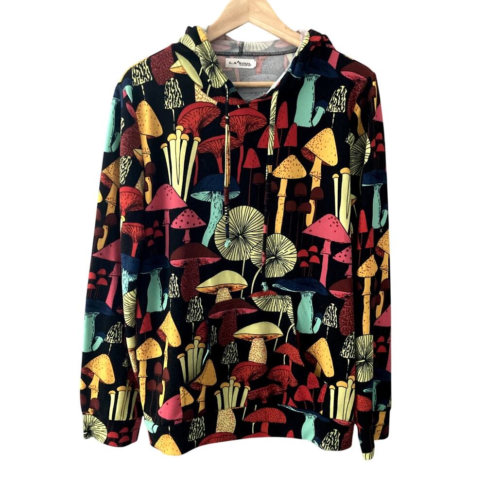 LA Soul Colorful Whimsical Mushroom Fleece Hoodie XL